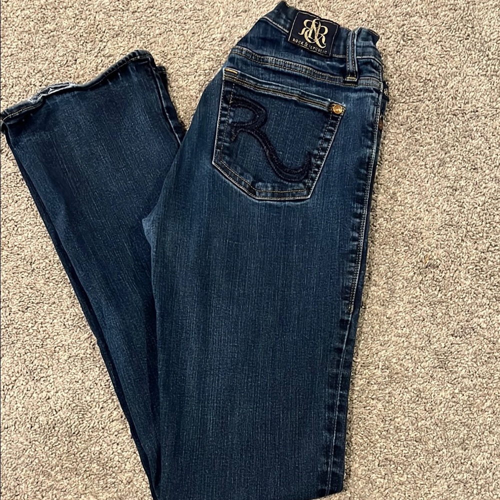 Dark Blue Embroidered Women's Jeans